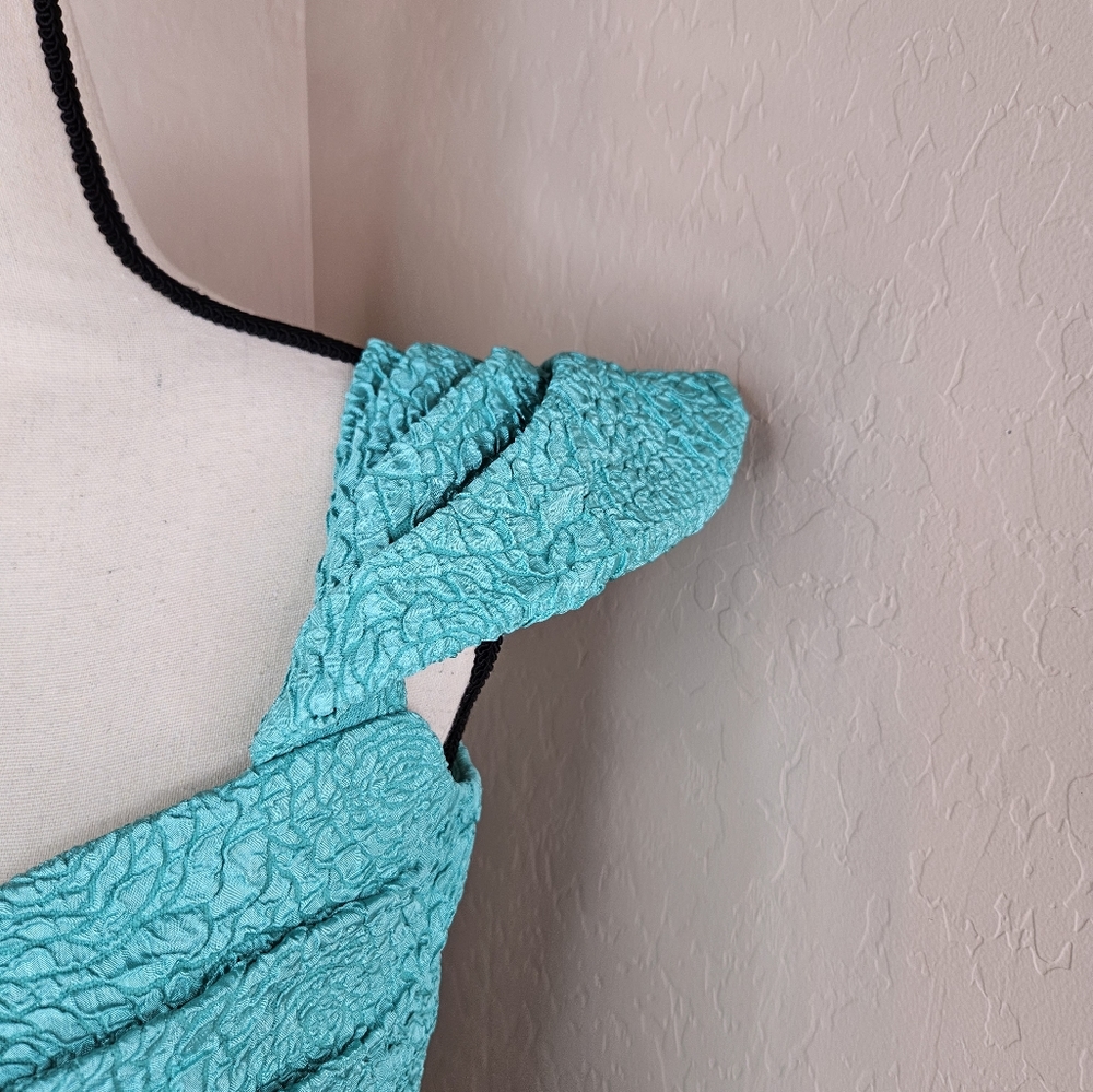 Tadashi Shoji Turquoise Women Tulip Off The Shoulder Dress sz 8 Wedding Cocktail - Picture 7 of 16